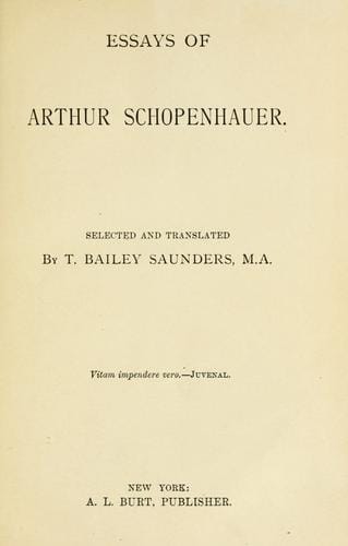 The Essays Of Arthur Schopenhauer