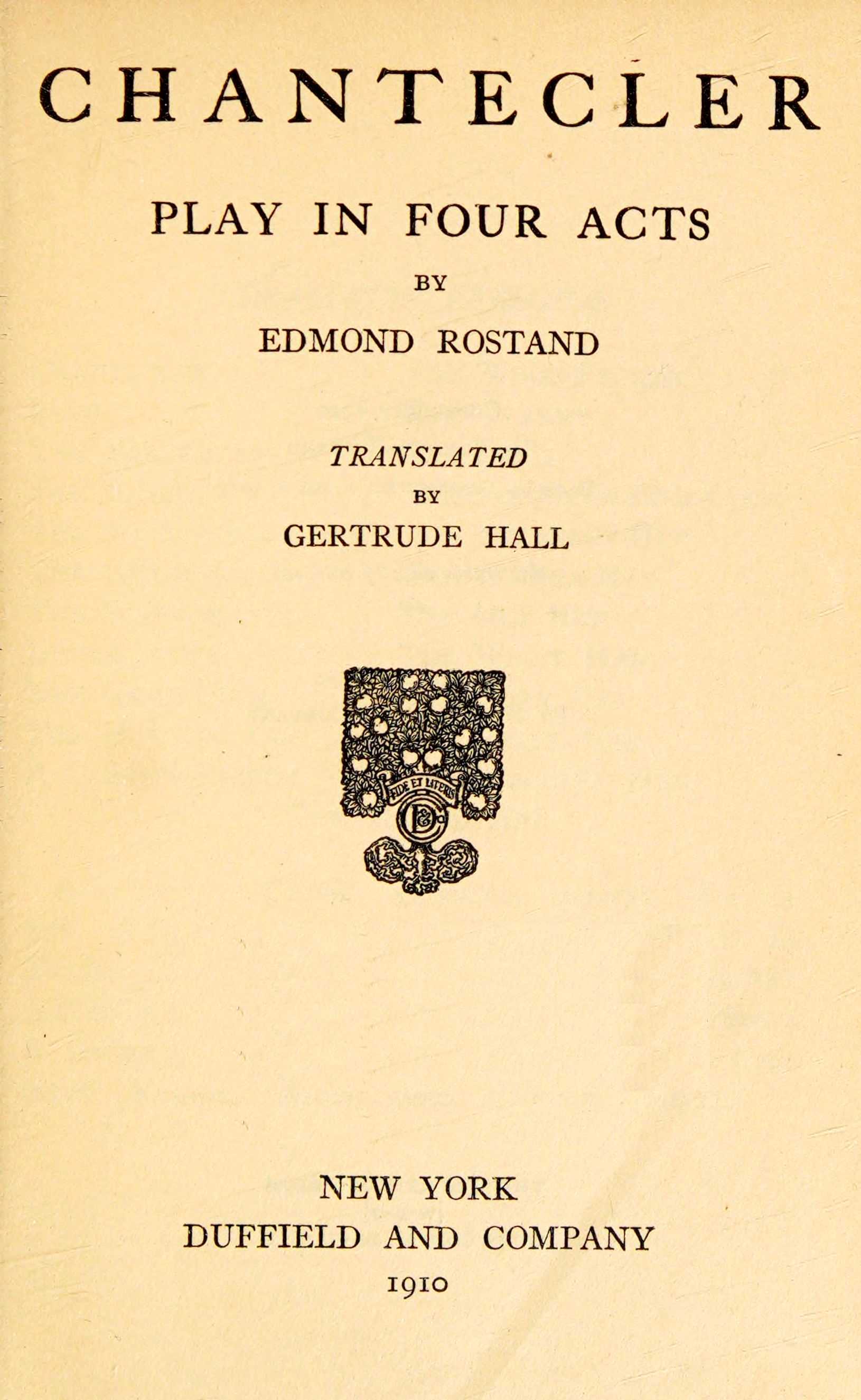 Chantecler: Play in Four Acts