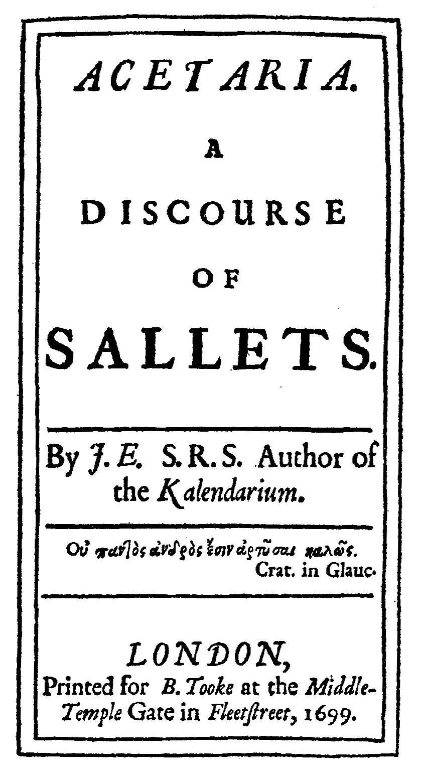 Acetaria: A Discourse of Sallets