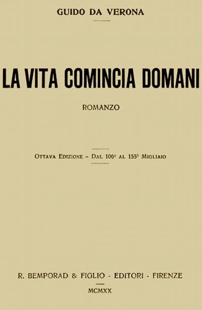 La Vita Comincia Domani: Romanzo