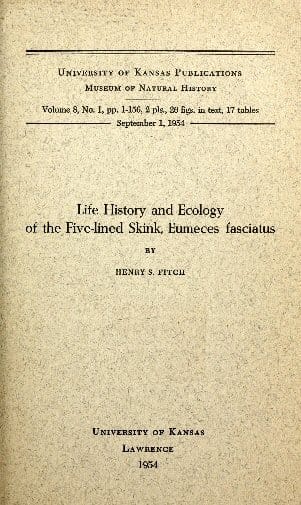 Life History and Ecology of the Five-Lined Skink, Eumeces Fasciatus