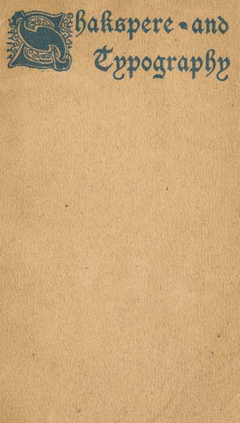 Shakspere & Typography