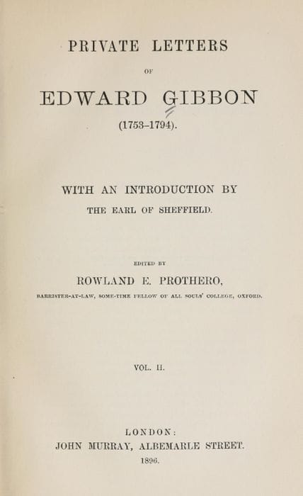Private Letters of Edward Gibbon (1753-1794) Volume 2 (of 2)