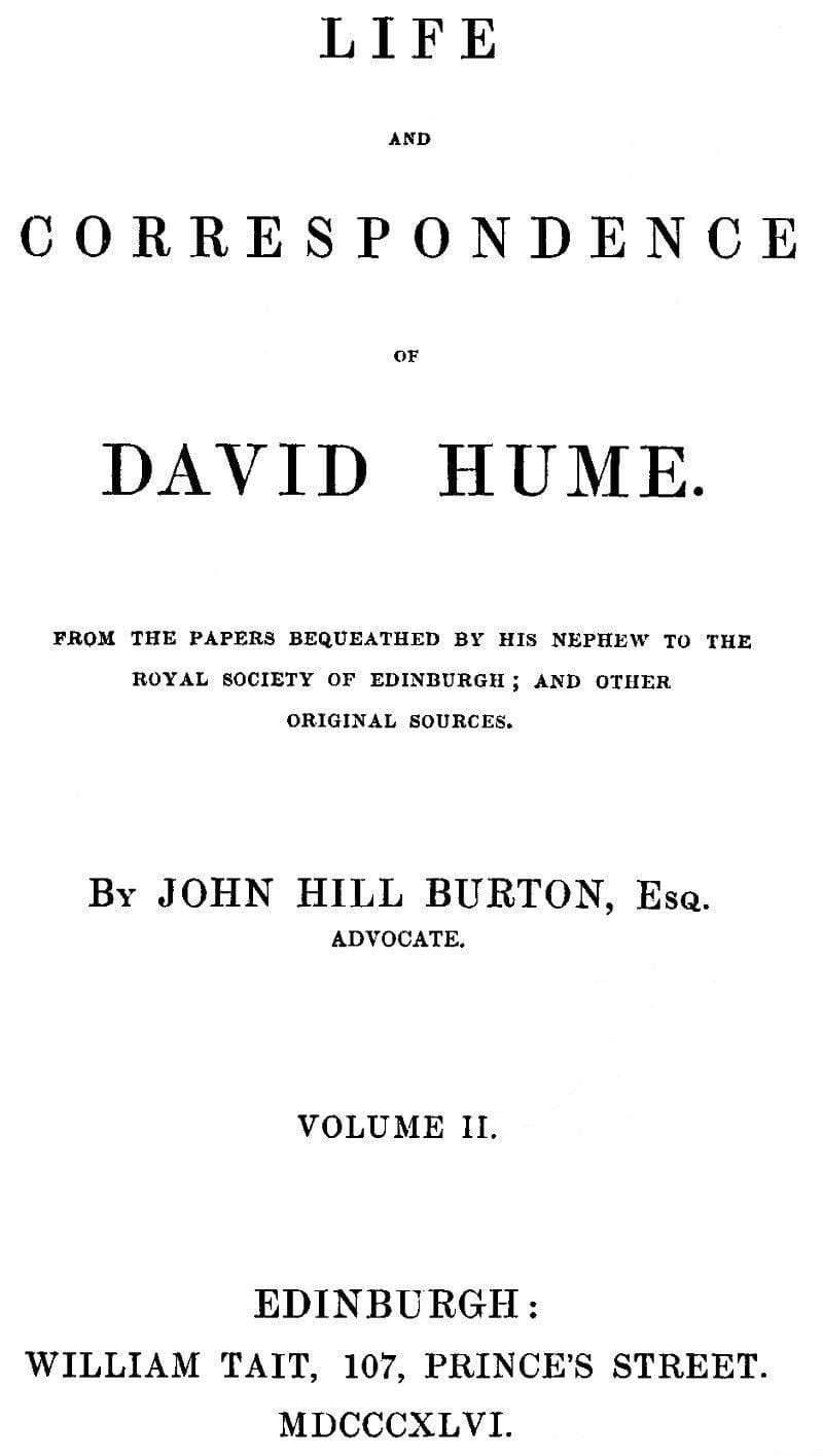 Life and Correspondence of David Hume, Volume 2