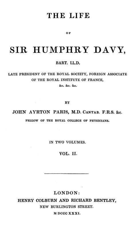 The Life of Sir Humphry Davy, Bart. Ll.d., Volume 2 (of 2)