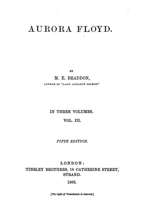 Aurora Floyd, Vol. 3fifth Edition