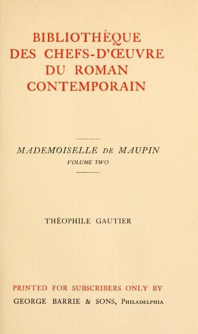 Mademoiselle De Maupin, Volume 2 (of 2)