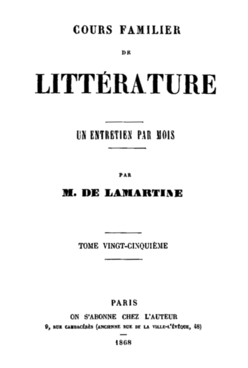 Cours Familier De Littérature - Volume 25