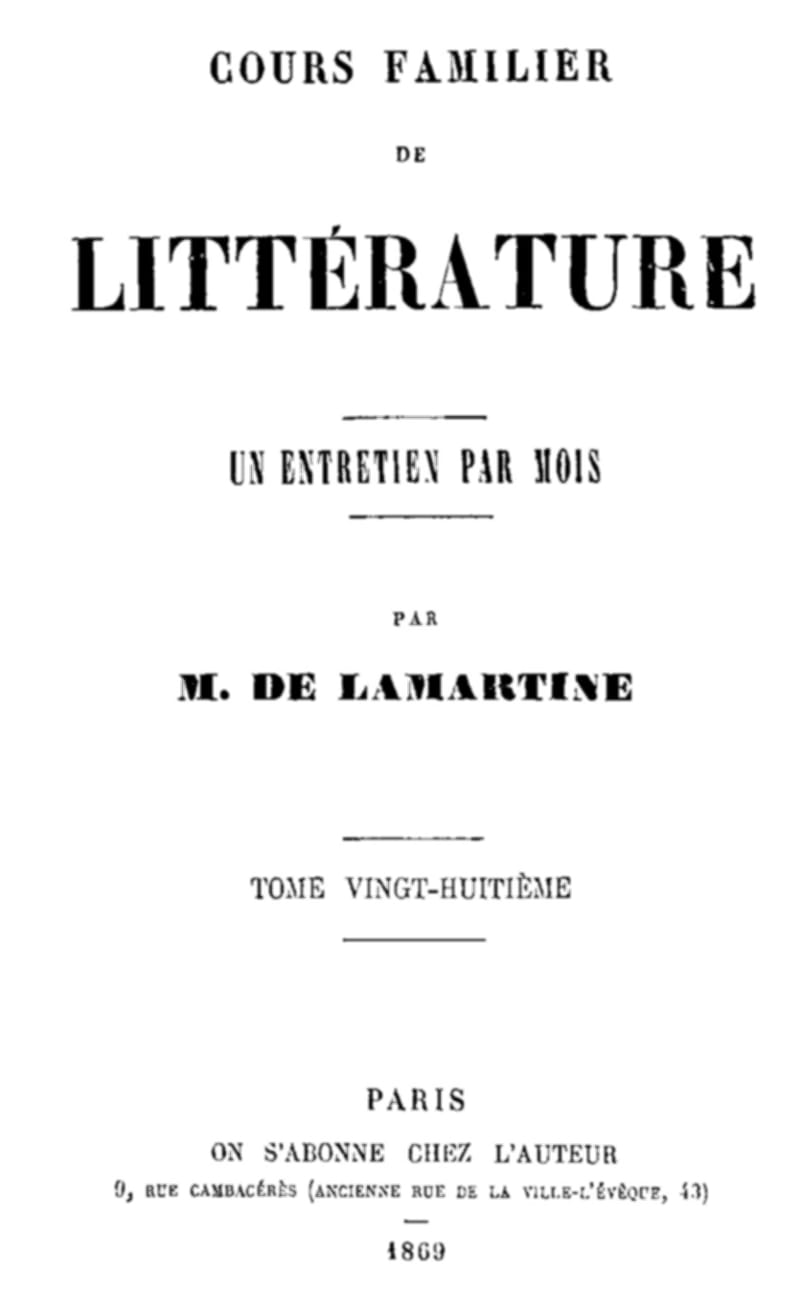 Cours Familier De Littérature - Volume 28