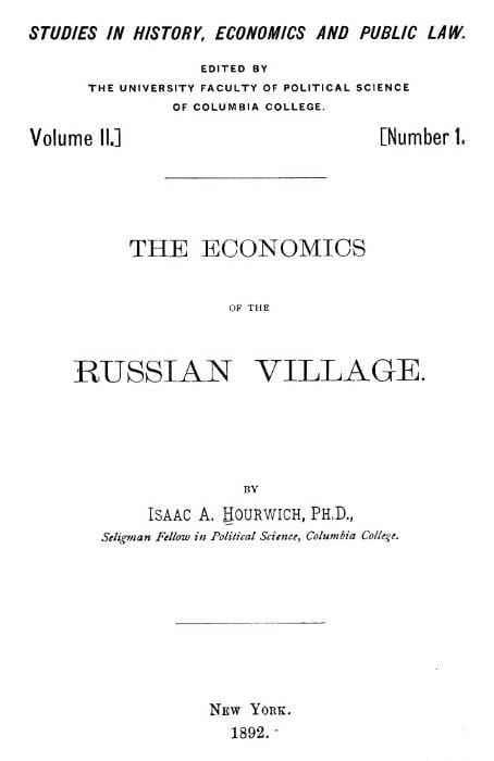 The Economics of the Russian Village