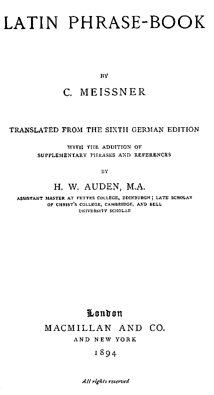 Latin Phrase-Book