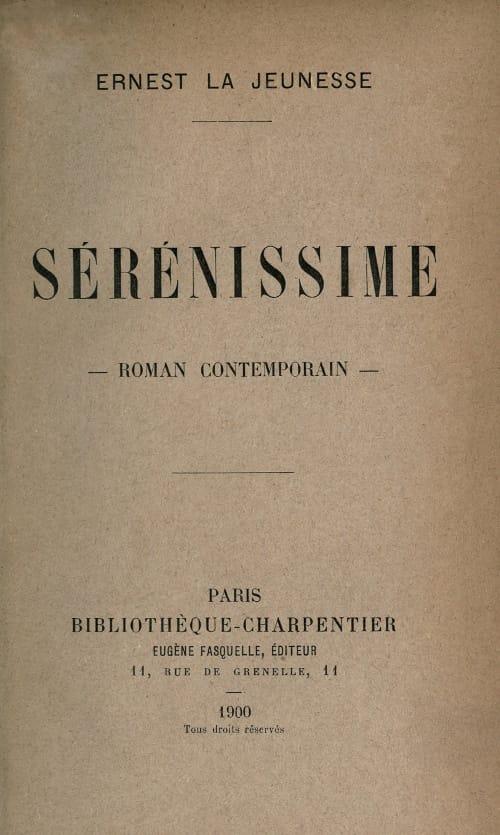 Sérénissime: Roman Contemporain