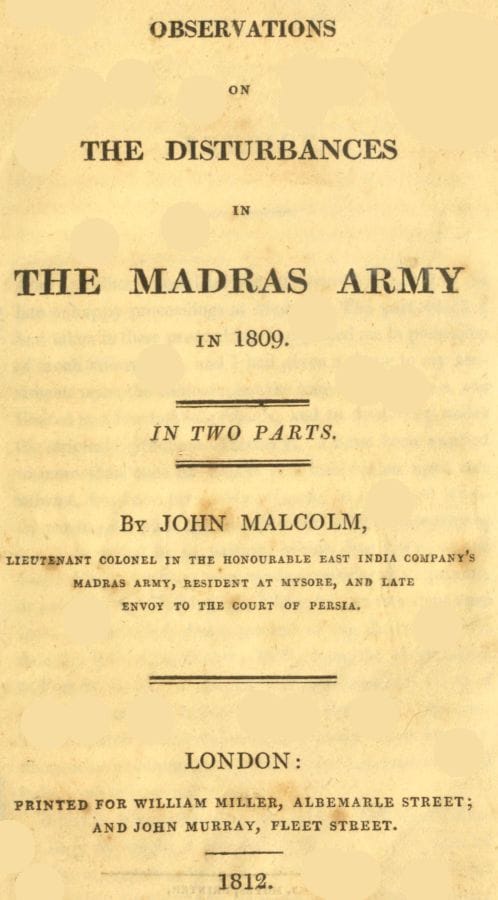 Observations on the Disturbances in the Madras Army in 1809