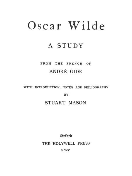 Oscar Wilde, a Study