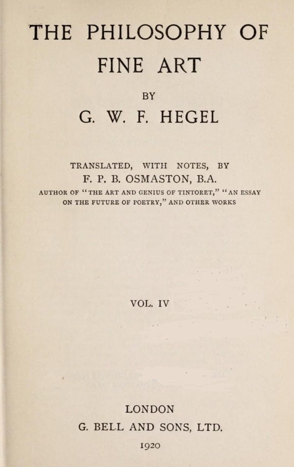 The Philosophy of Fine Art, volume 4 (of 4)