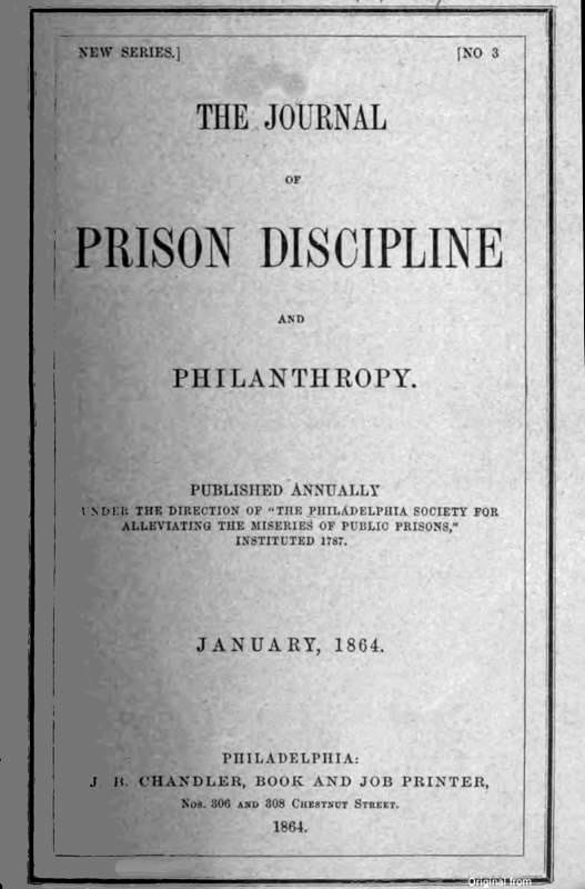 The Journal of Prison Discipline and Philanthropy (new Series, No. 3, January 1864)