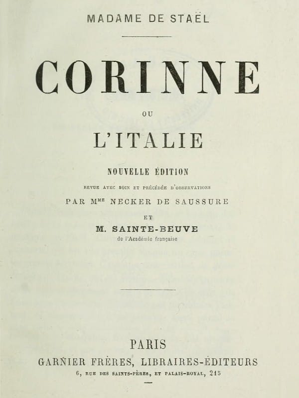 Corinne; ou, l'Italie