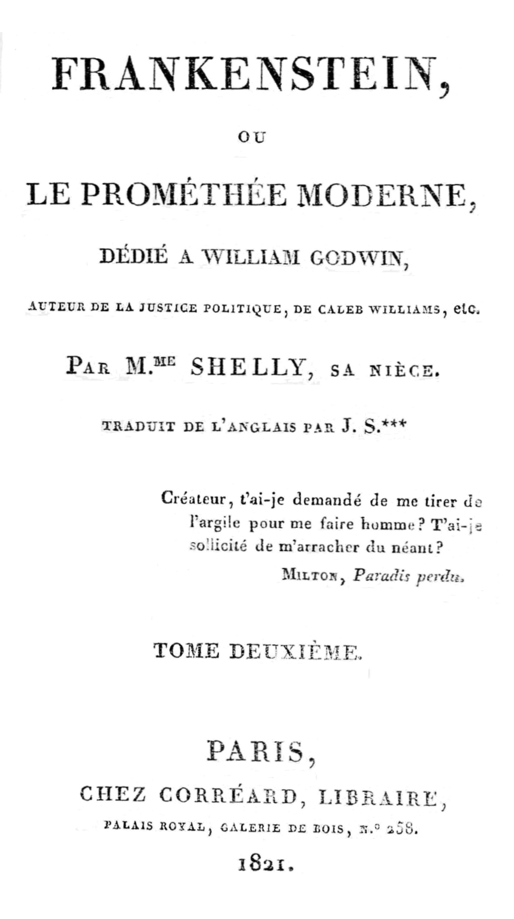 Frankenstein, ou le Prométhée moderne Volume 2 (of 3)