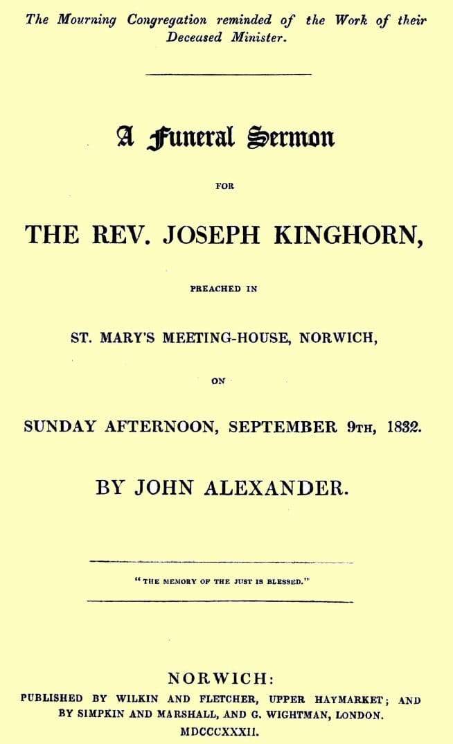 A funeral sermon for the Rev. Joseph Kinghorn