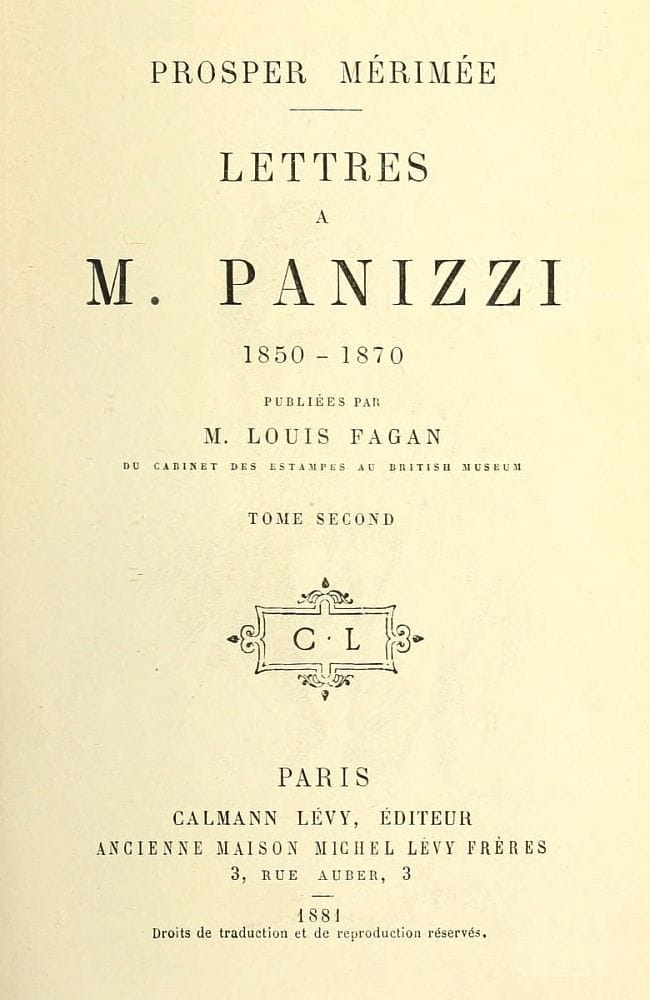 Lettres à M. Panizzi, tome II