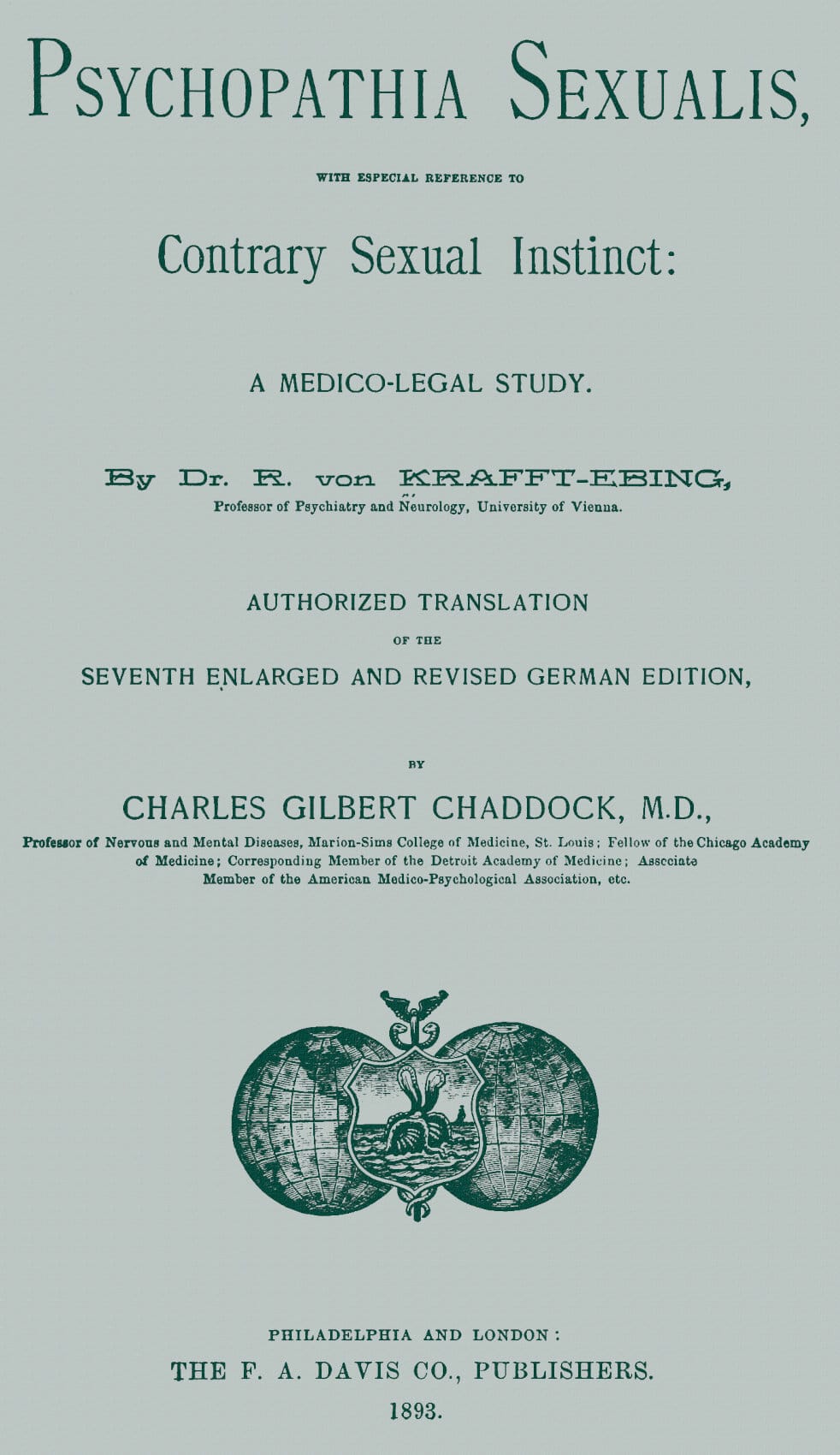 Psychopathia sexualis: With especial reference to contrary sexual instinct