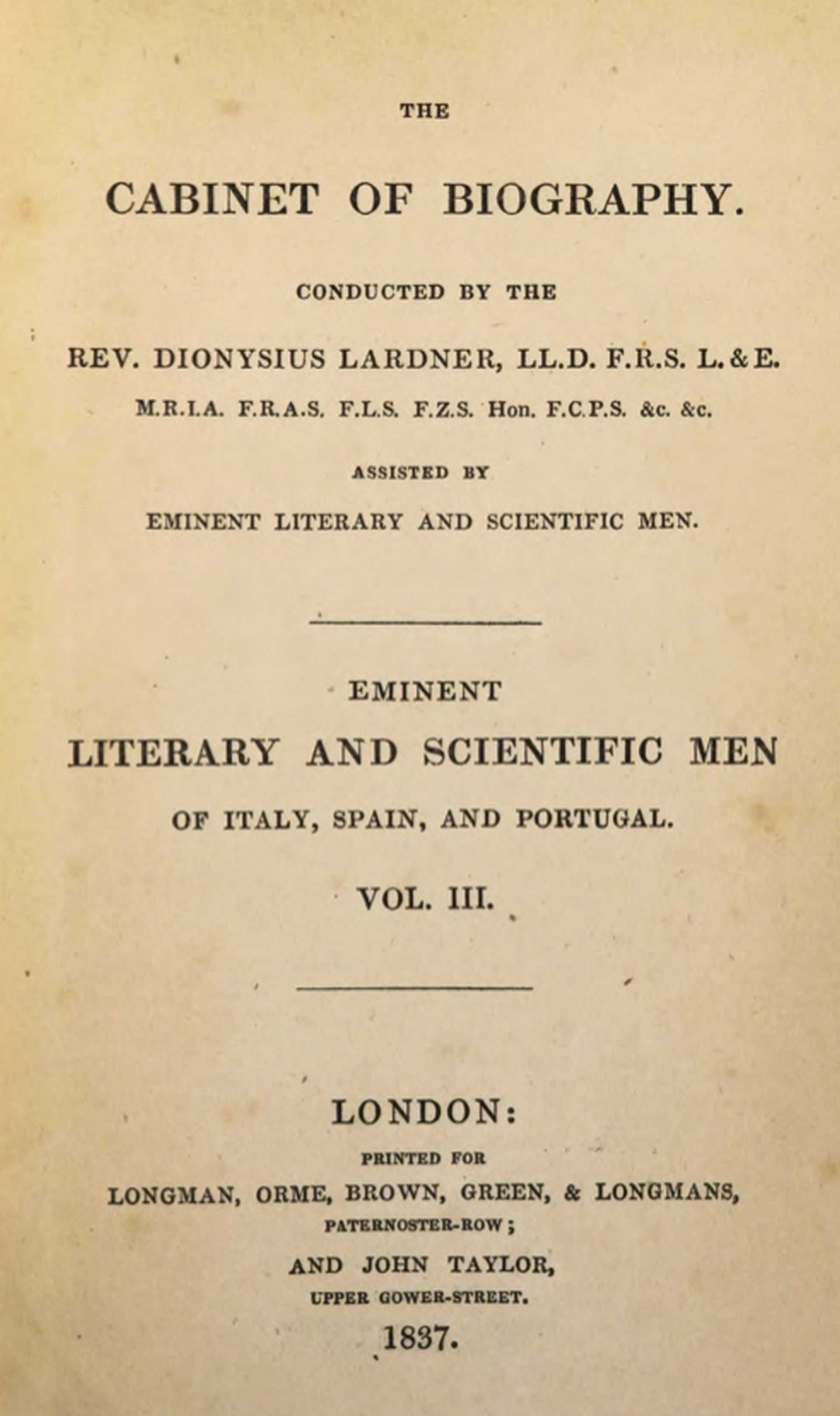 Eminent literary and scientific men of Italy, Spain, and Portugal. Vol. 3 (of…