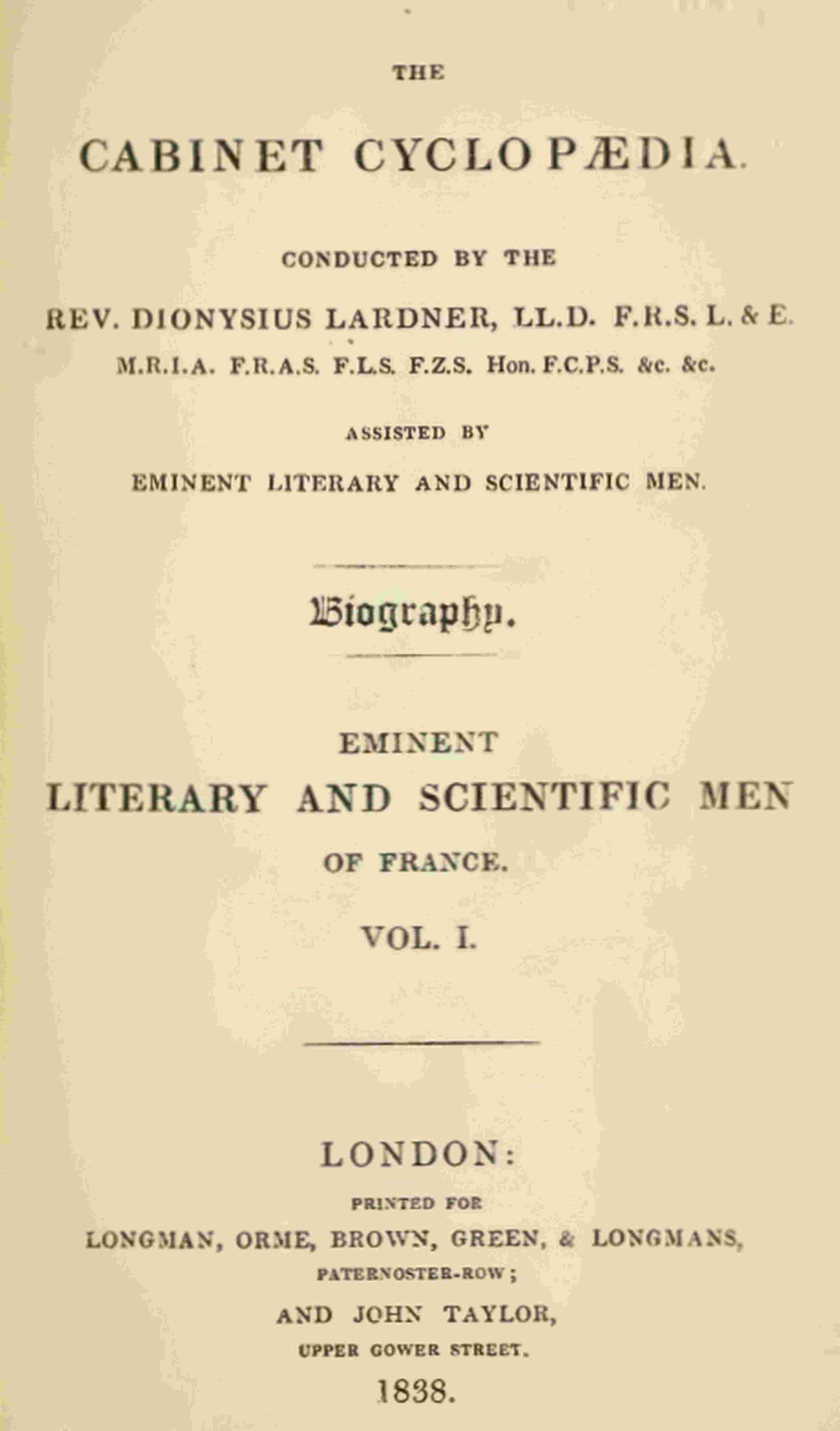 Lives of the most eminent literary and scientific men of France, Vol. 1 (of 2)