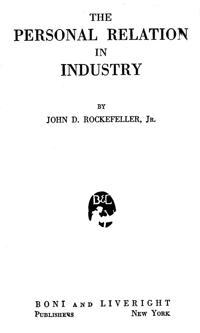 The Personal Relation in Industry