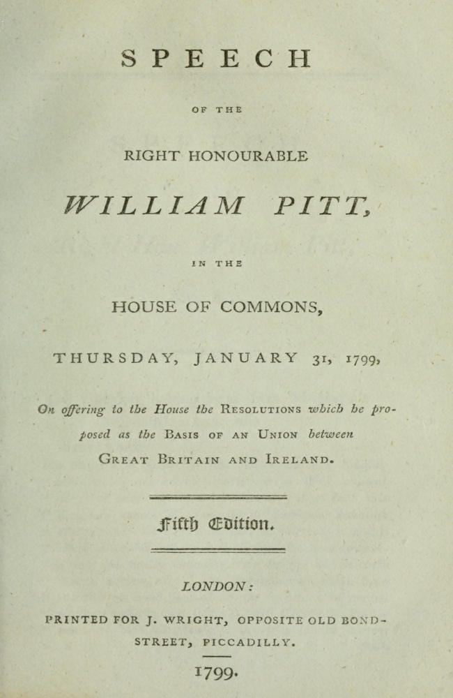 Speech of the Right Honourable William Pitt, in the House of Commons, Thursday,…
