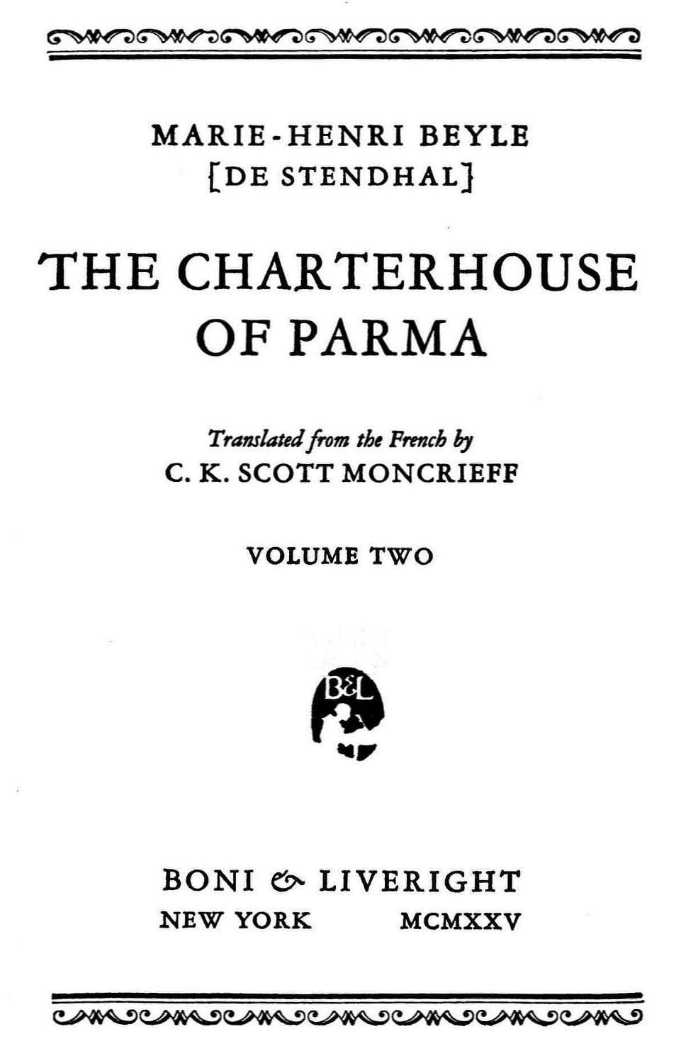 The Charterhouse of Parma, Volume 2