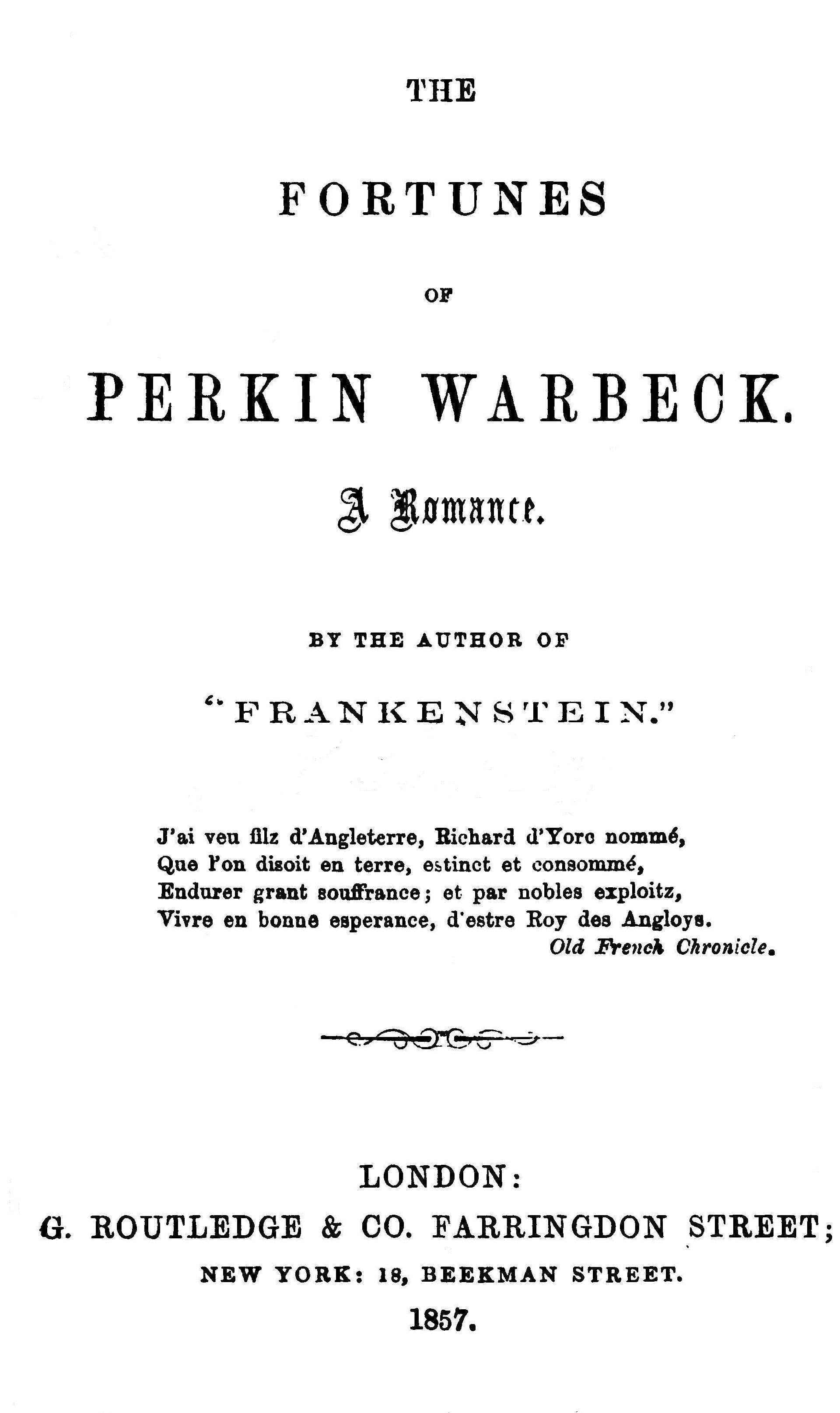 The Fortunes of Perkin Warbeck: a romance