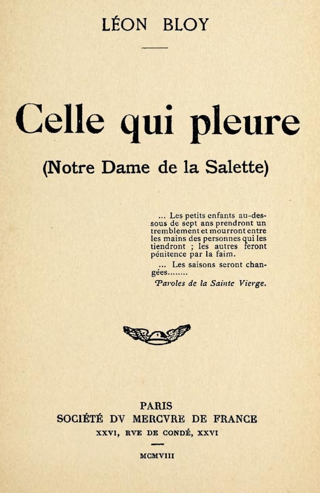 Celle qui pleure (Notre Dame de la Salette)