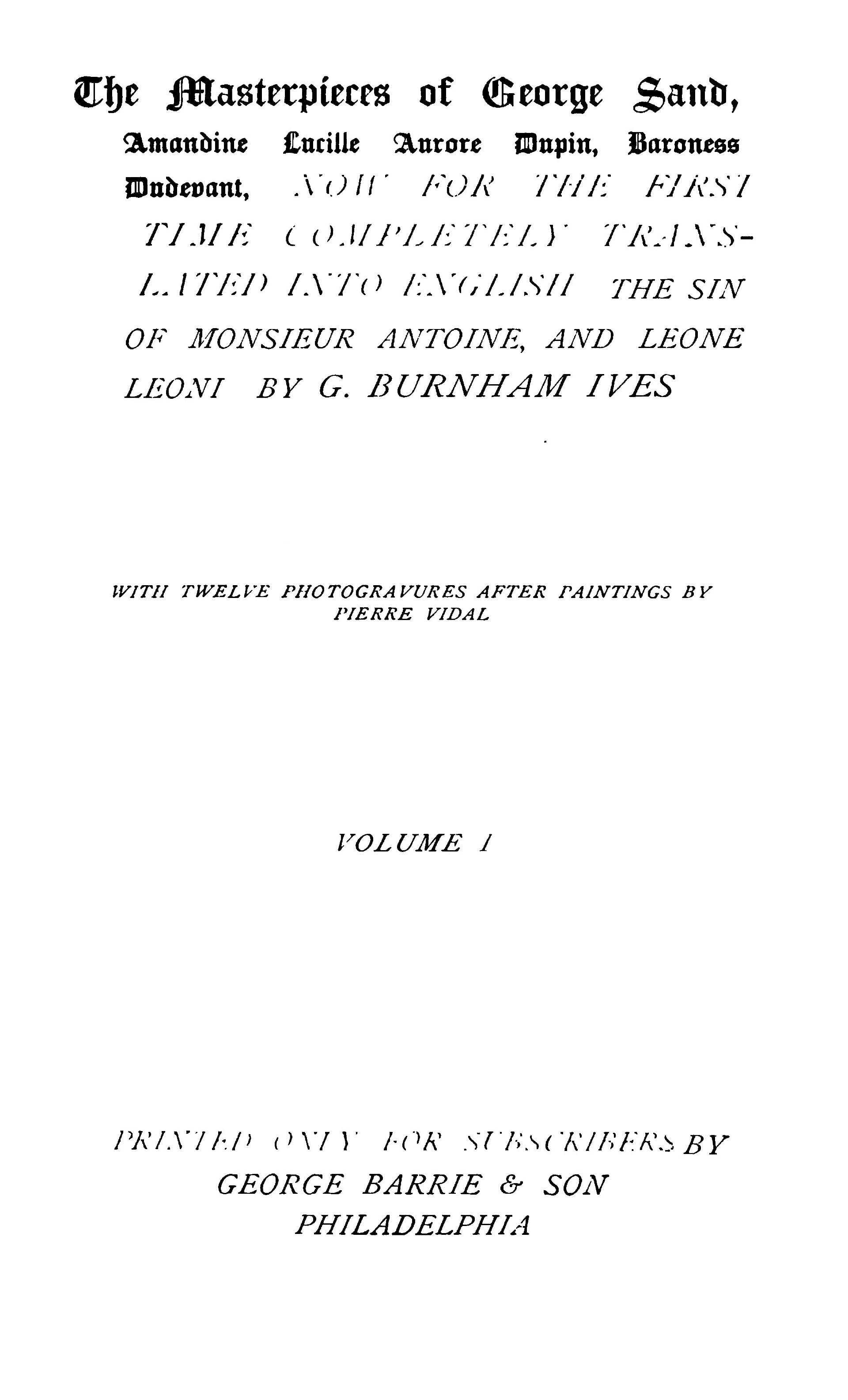 The Sin of Monsieur Antoine, Volume 1 (of 2)