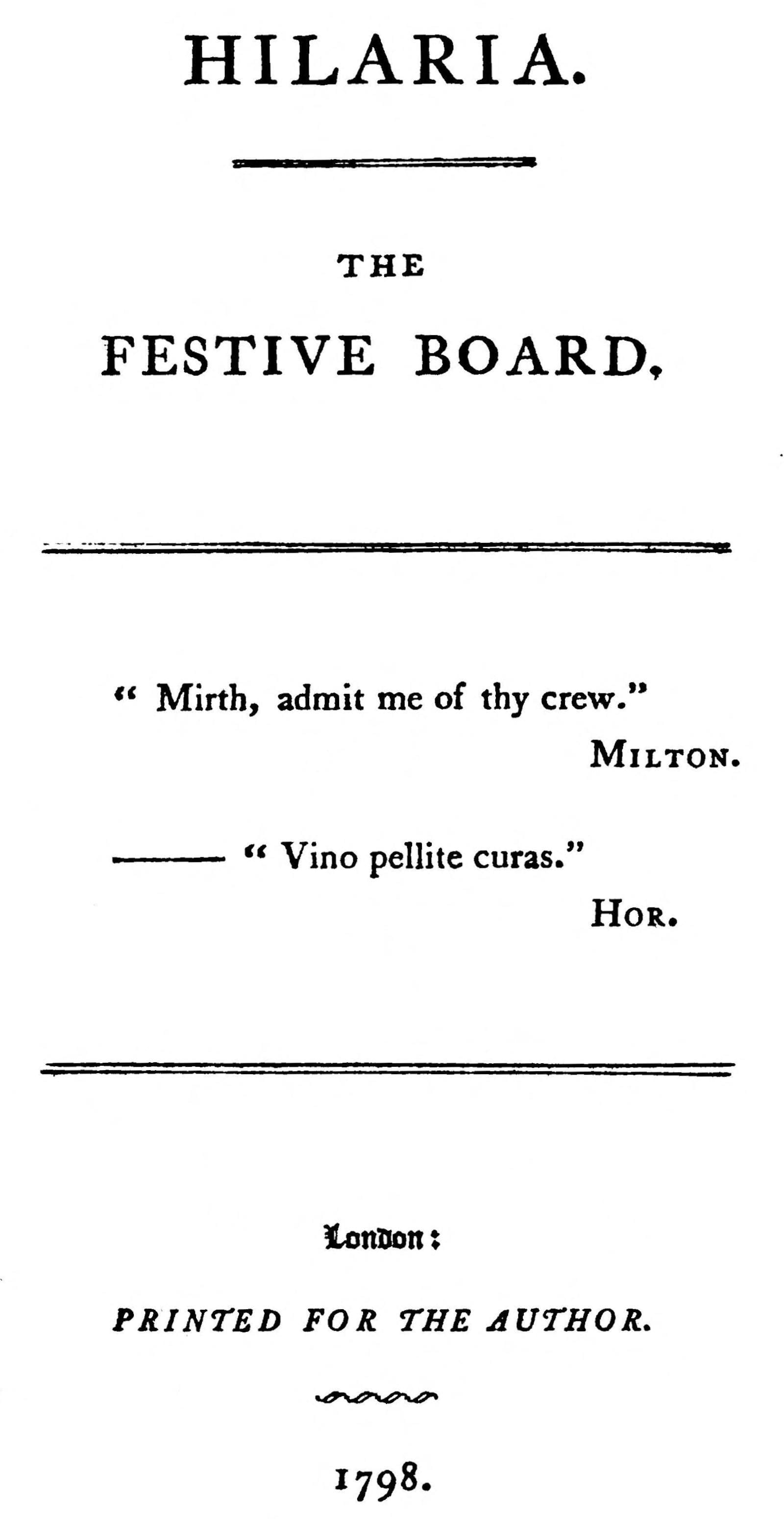 Hilaria. the Festive Board