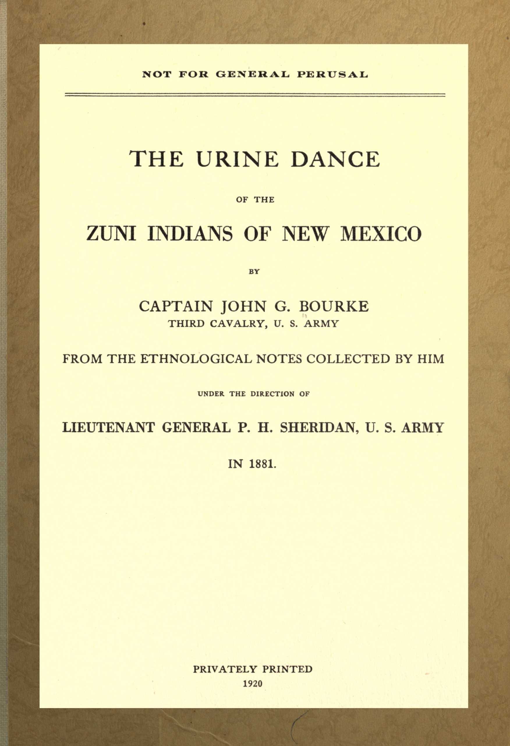 The Urine Dance of the Zuni Indians of New Mexico