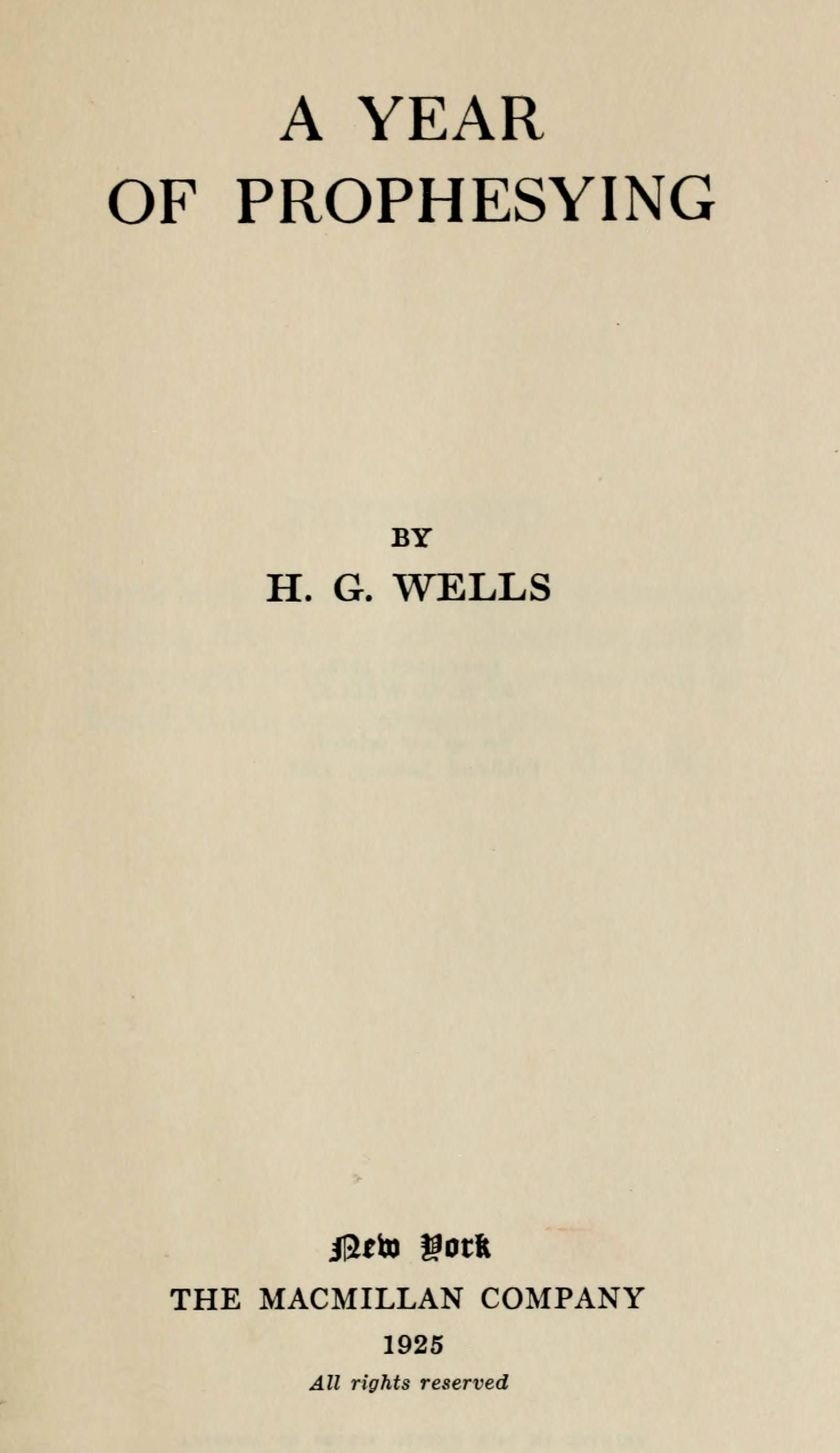 A Year of Prophesying