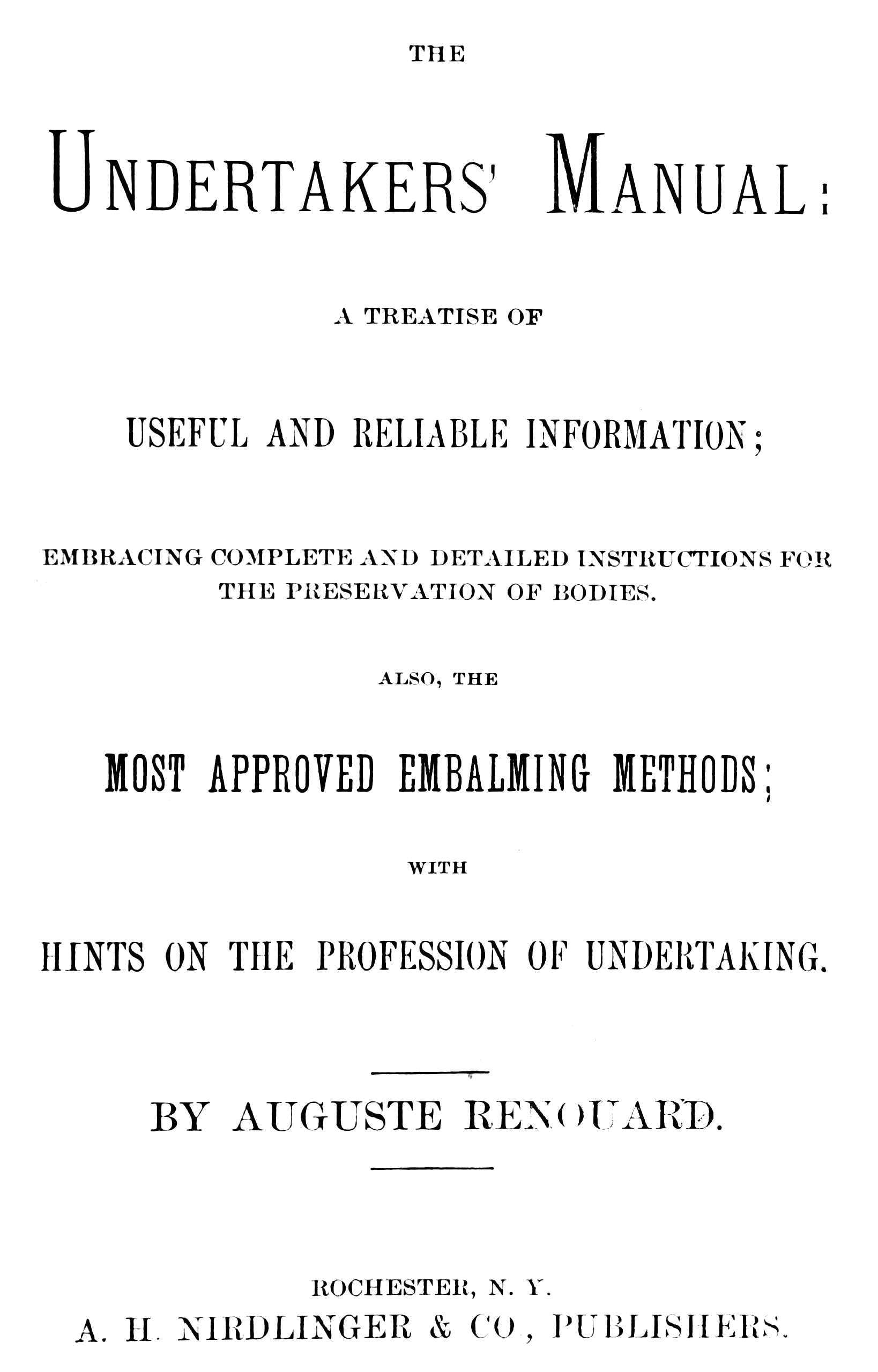 The Undertakers' Manual