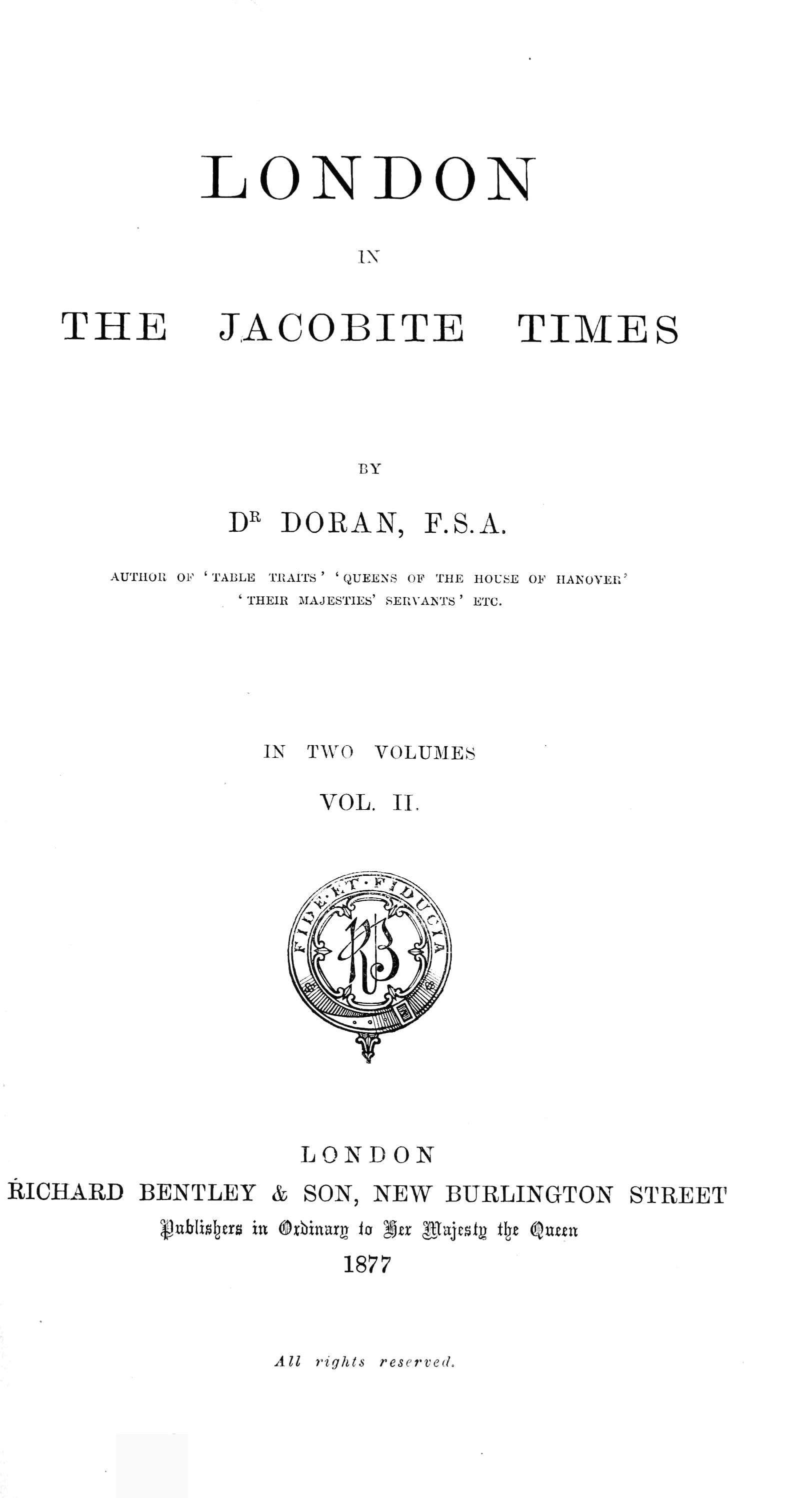 London in the Jacobite Times, Volume II
