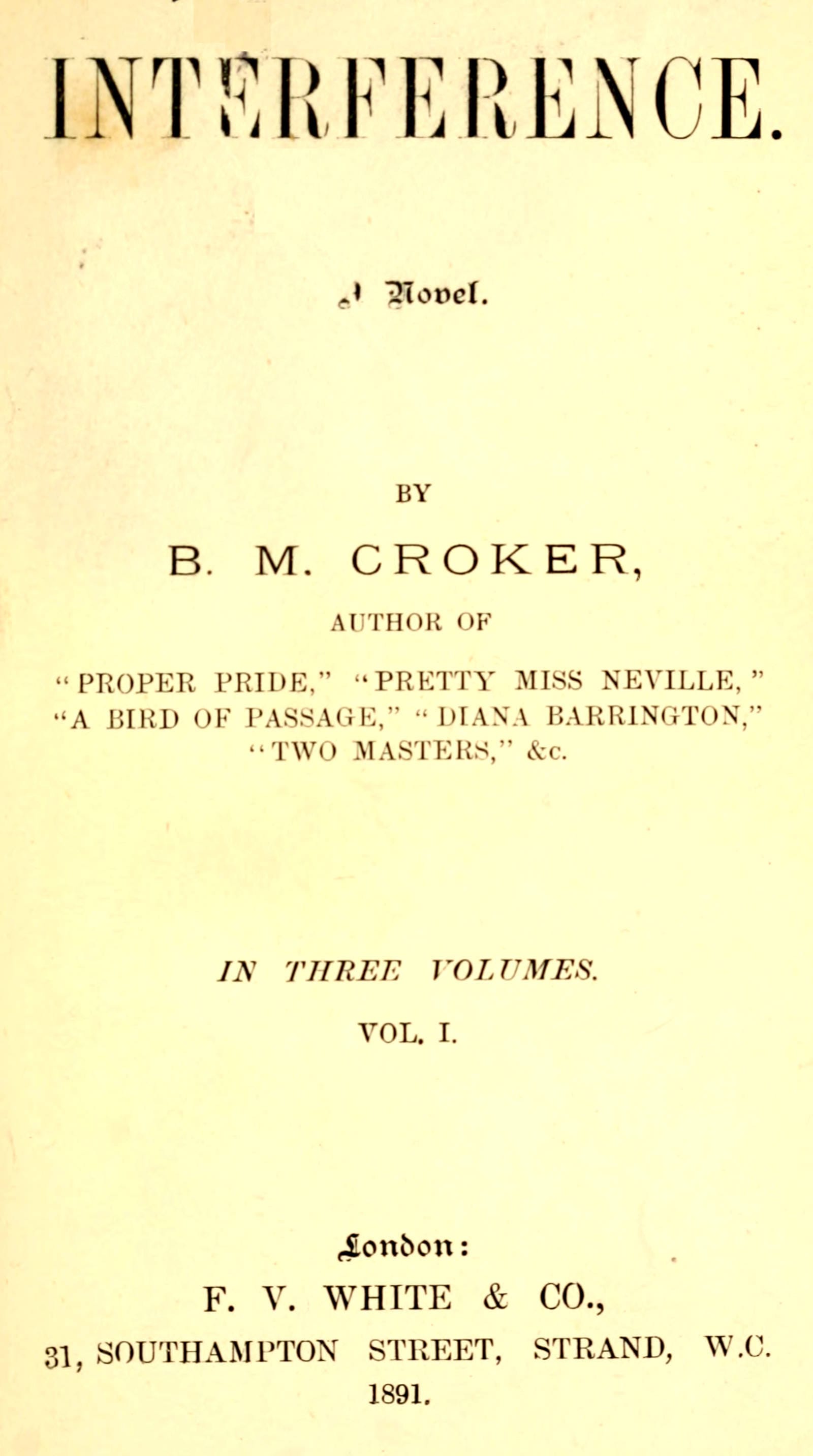 Interference: A Novel, Vol. 1 (of 3)