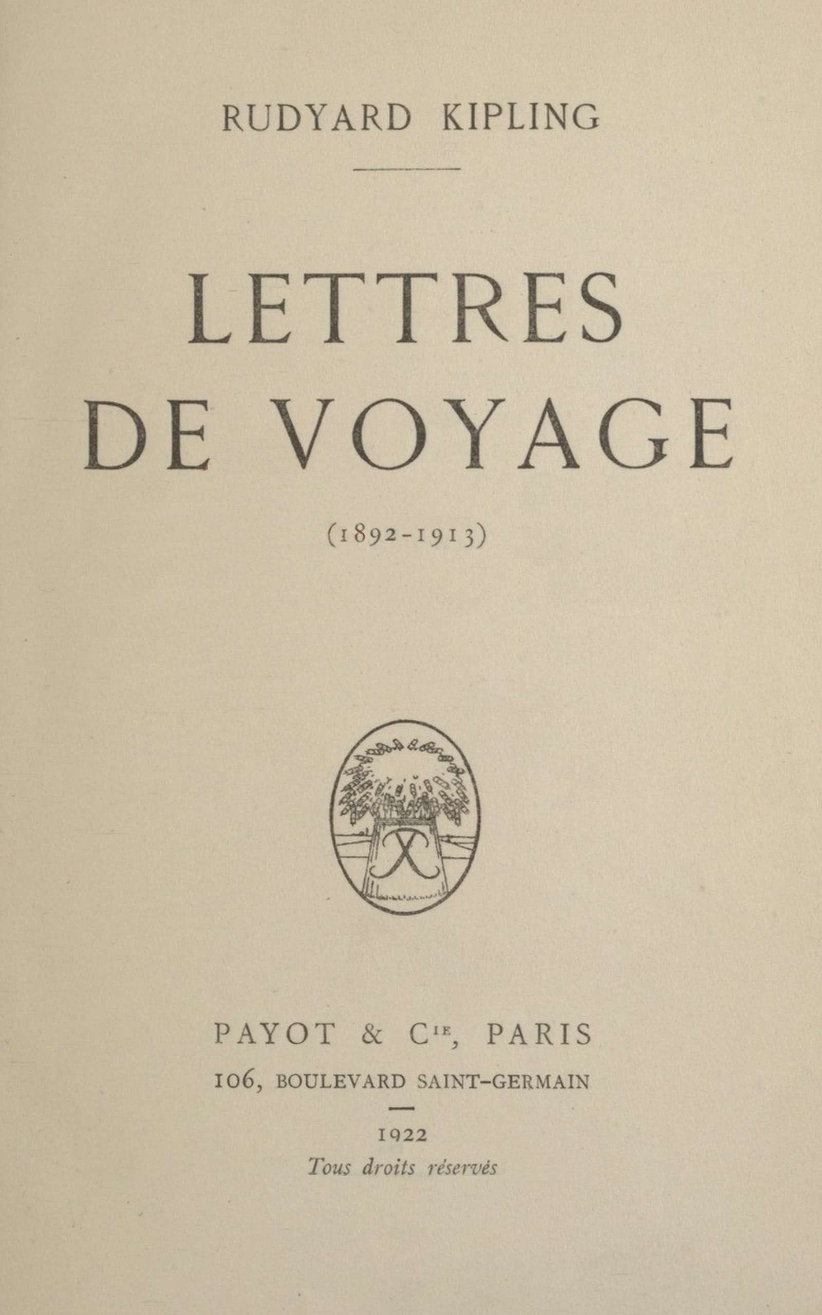 Lettres De Voyage (1892-1913)