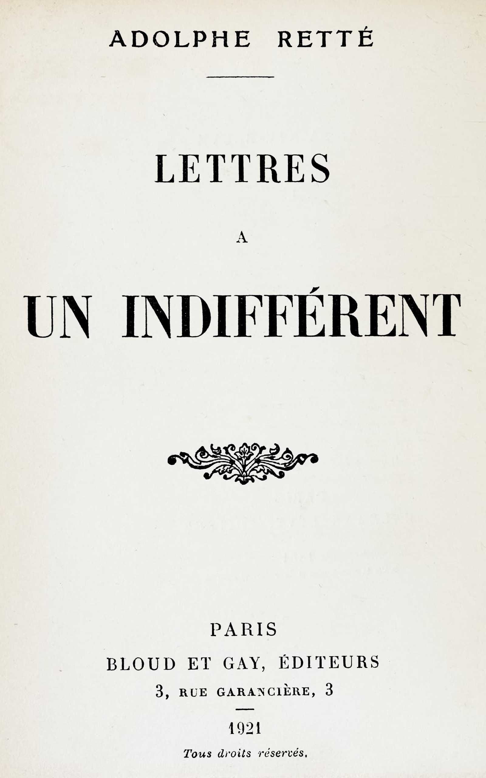 Lettres À UN Indifférent