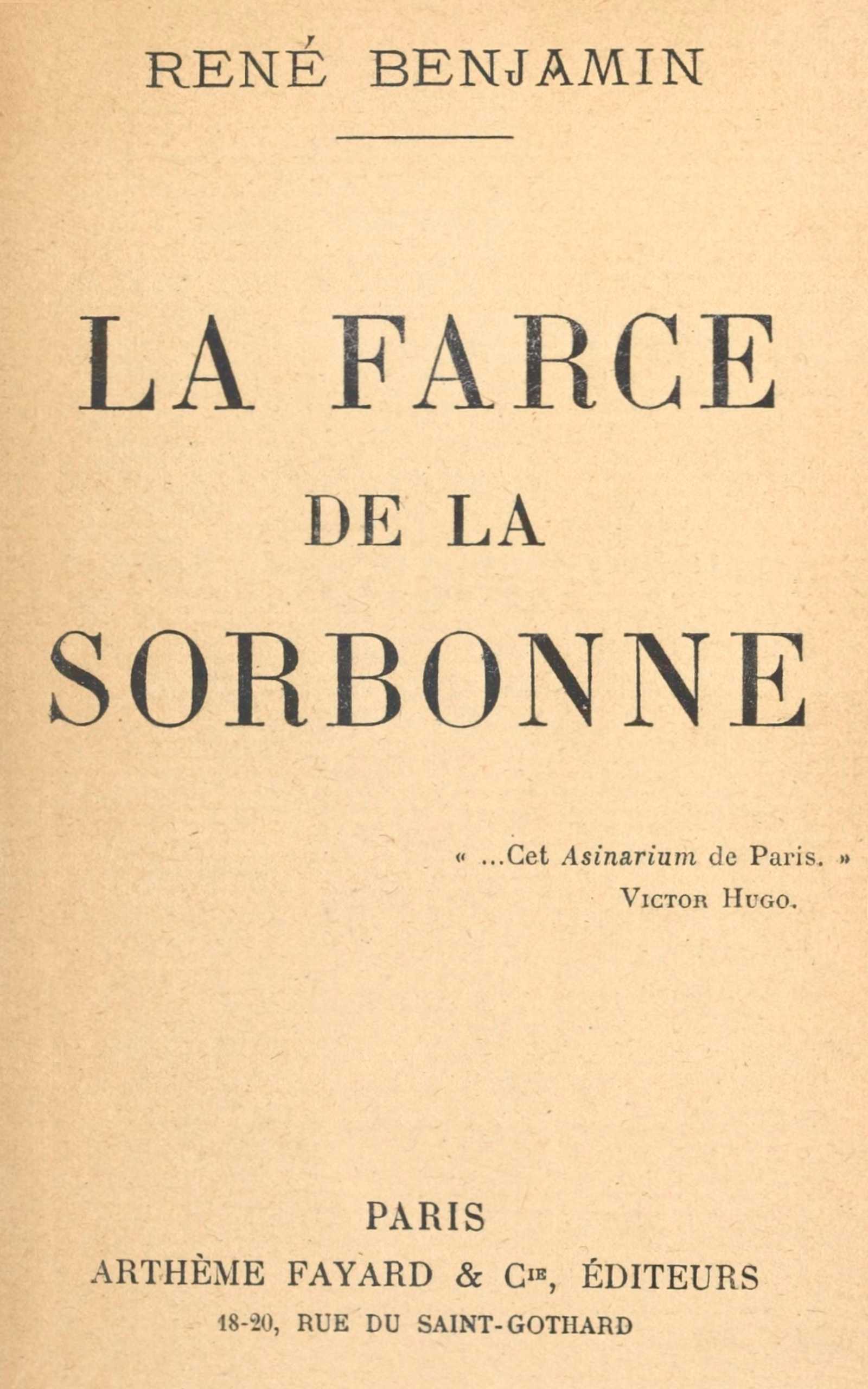 La Farce De La Sorbonne
