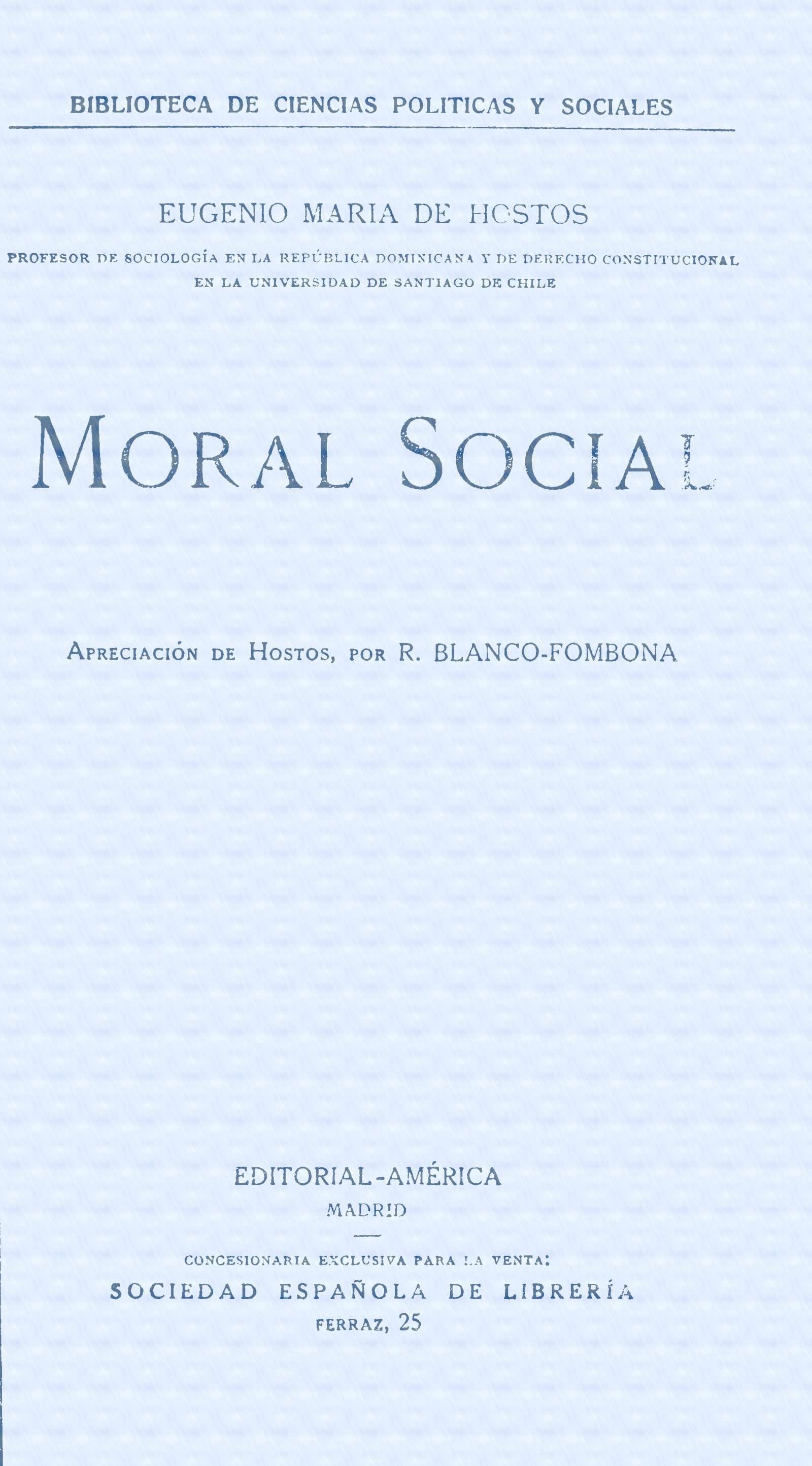 Moral Social: Apreciación De Hostos