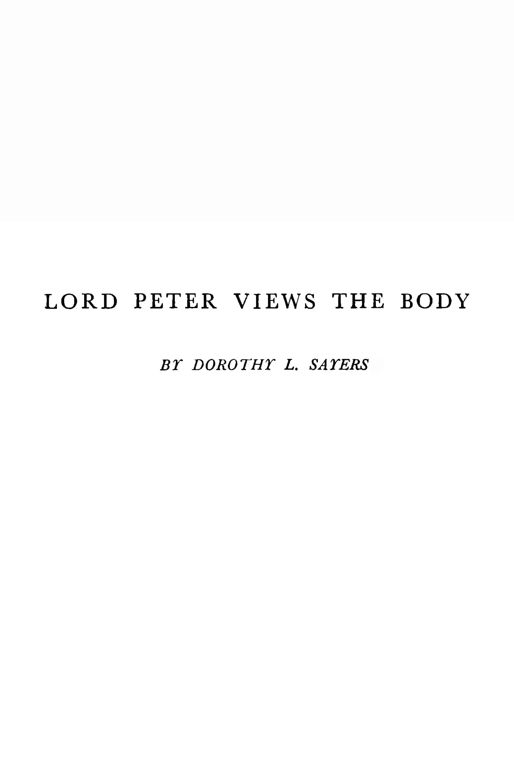 Lord Peter Views the Body