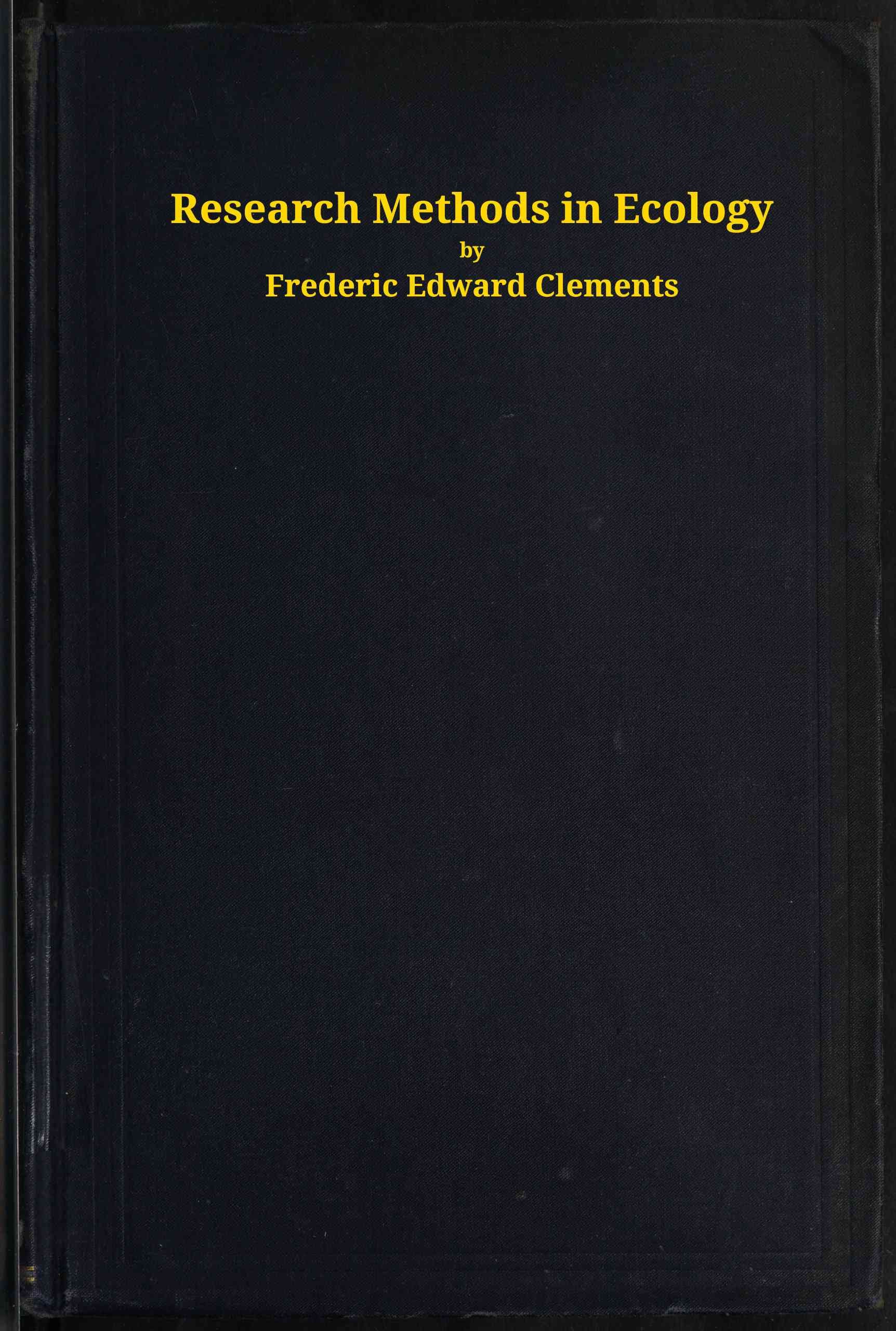 Research Methods in Ecology