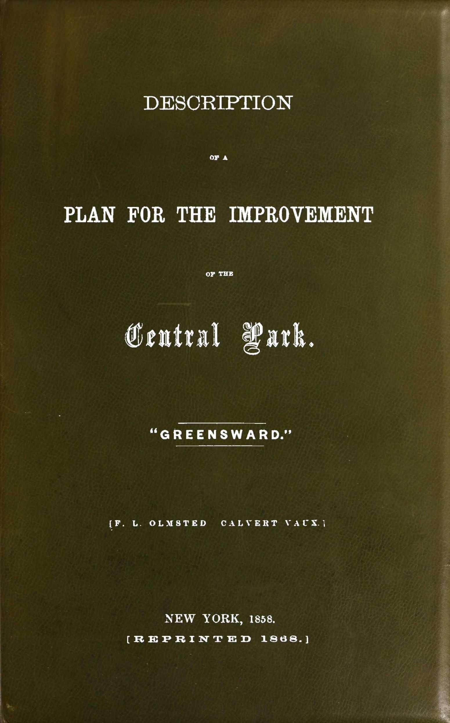 Description of a Plan for the Improvement of the Central Park