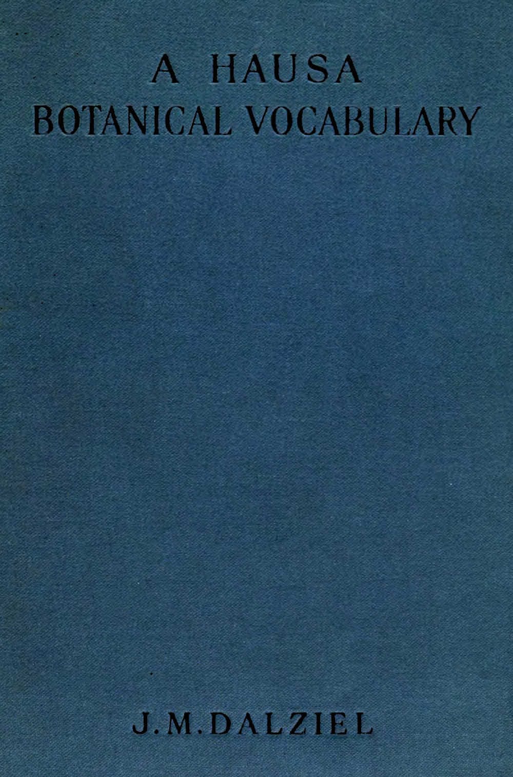 A Hausa Botanical Vocabulary