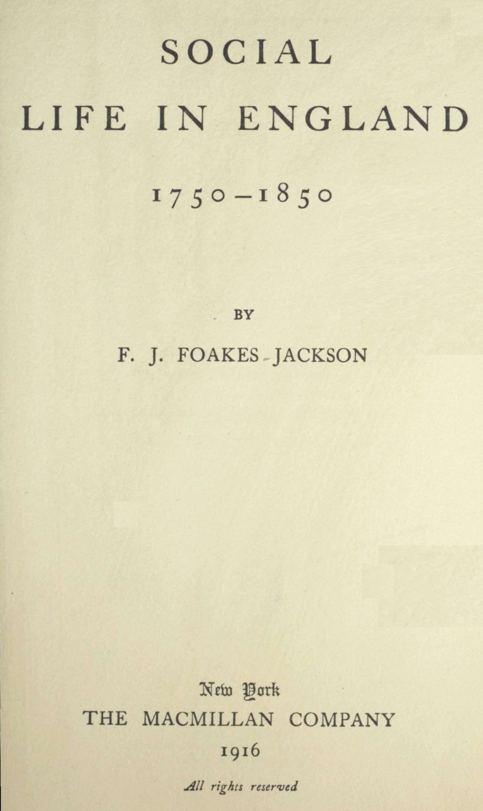 Social Life in England, 1750-1850