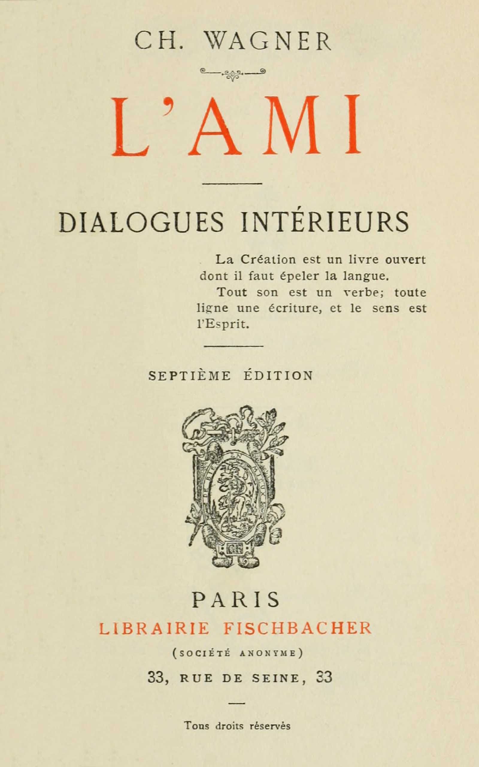 L'ami: Dialogues Intérieurs