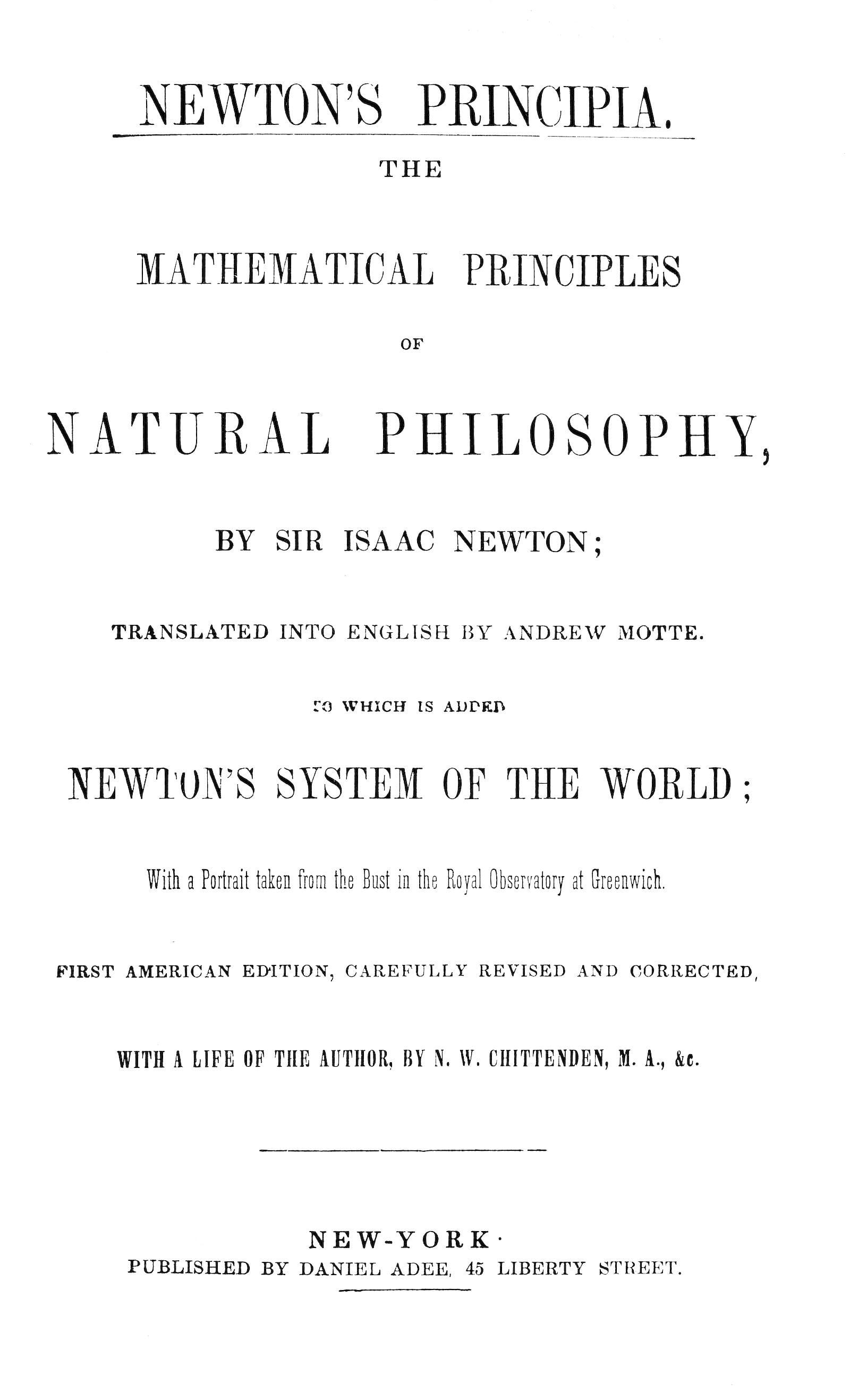 Newton's Principia: The Mathematical Principles of Natural Philosophy
